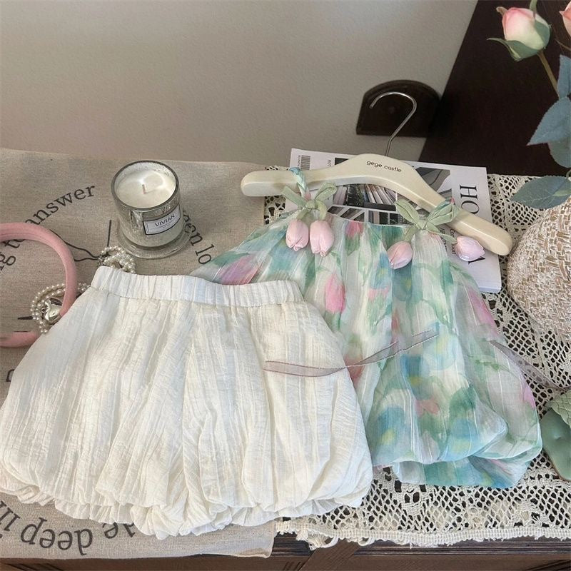Camisole Bud-waisted Shorts Two-piece Set Dress Suit