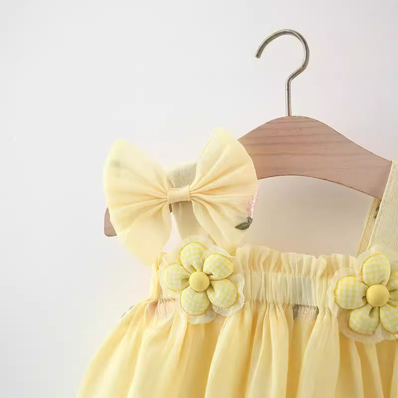 Two SUNFLOWER Suspenders For Girls Dress