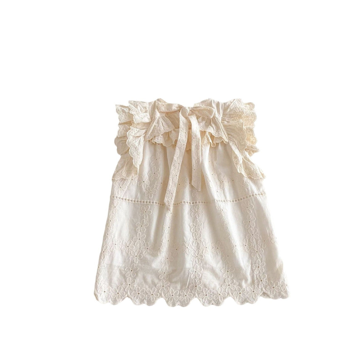 Girls Lace Embroidery Ruffled Dress