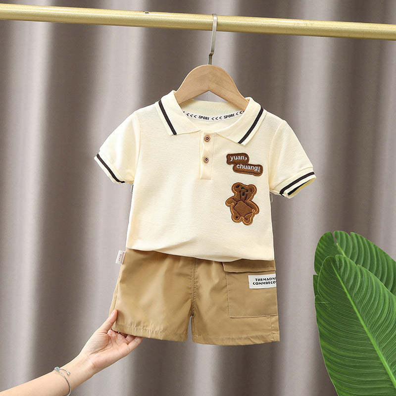 Boys Cartoon Summer Suit Set – Short Sleeve Outfit for Kids