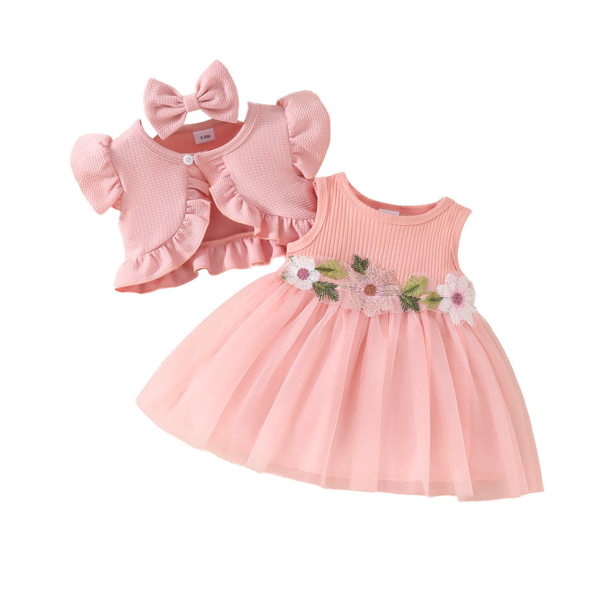 Girls' Sleeveless Short Top Mesh Dress