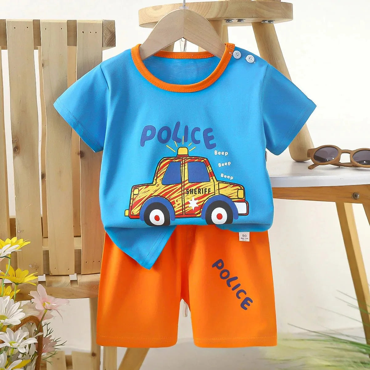 1 Sets Pure Cotton Kids Cartoon Clothing Summer Baby Fashion Short Sleeve Suits Boys Girls T-Shirts+Shorts Children Outfits - Mom & Kids