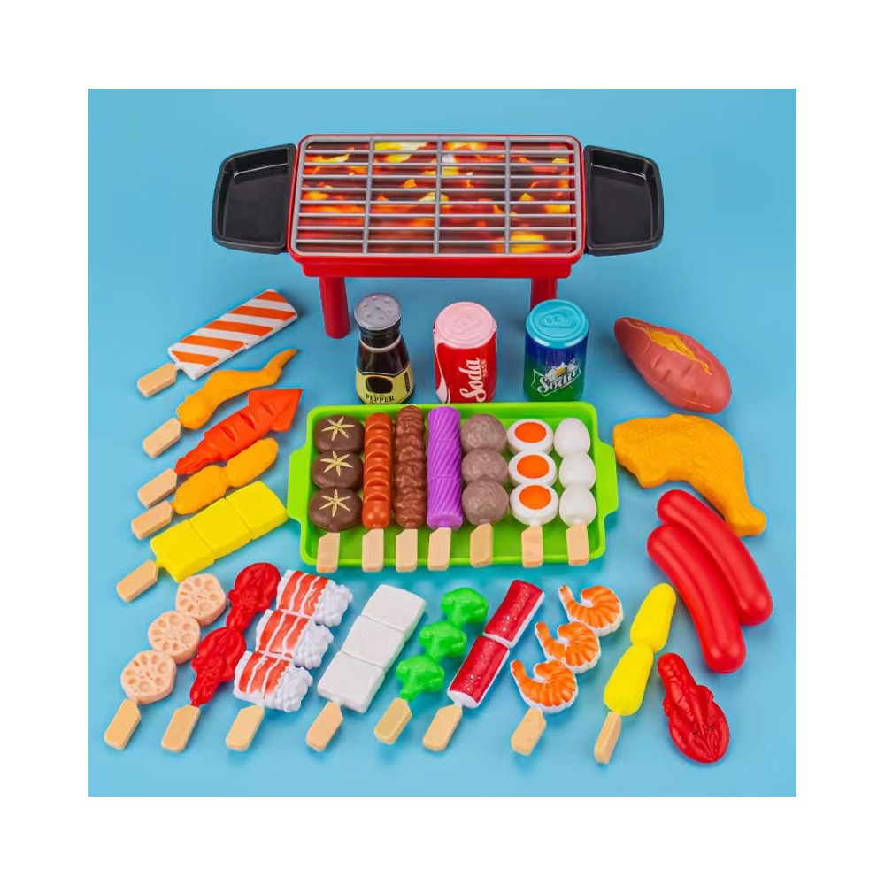 Cross border children s pretend play food toy BBQ set BBQ grill meat skewers set
