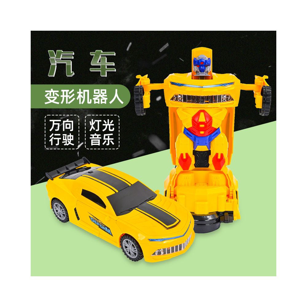 White racing car transforming robot with lights and music omnidirectional automatic shape changing toy for boys