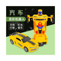 White racing car transforming robot with lights and music omnidirectional automatic shape changing toy for boys
