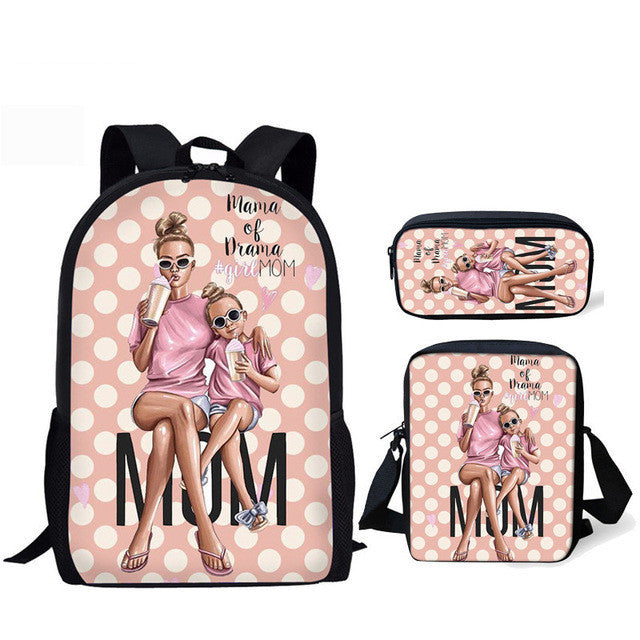 Three Piece Printed - Three-piece printed student backpack diagonal bag - Baby Bag - Baby's World