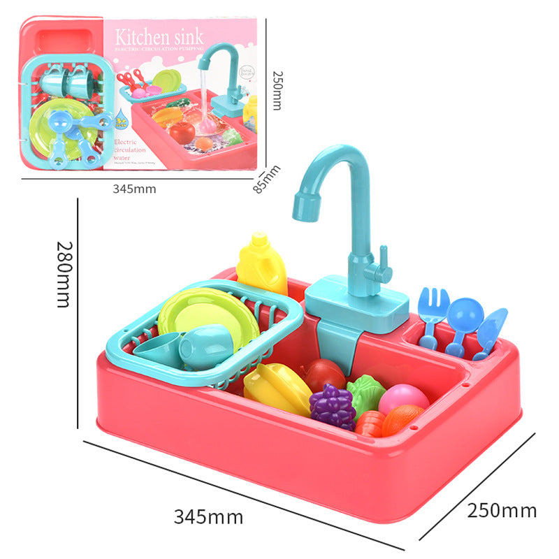 Electric Dishwasher Children's Kitchen Splashing Spray Dishwashing Table Simulation Circulating Water Play House Toy