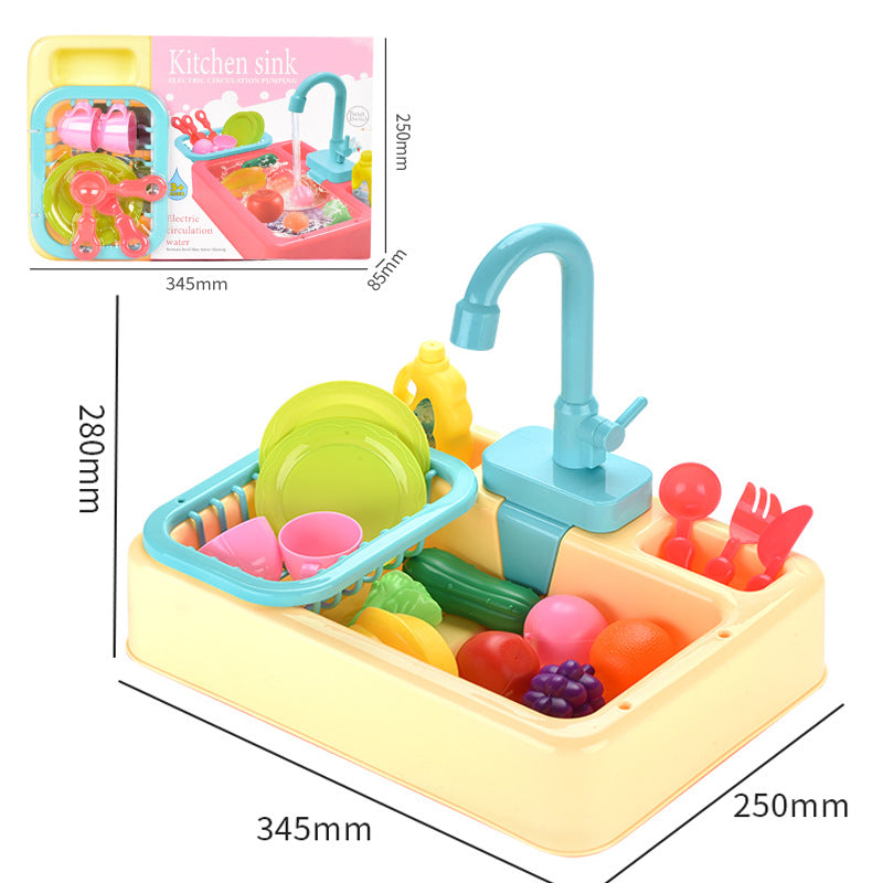 Electric Dishwasher Children's Kitchen Splashing Spray Dishwashing Table Simulation Circulating Water Play House Toy
