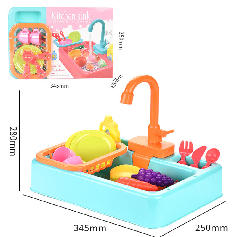 Electric Dishwasher Children's Kitchen Splashing Spray Dishwashing Table Simulation Circulating Water Play House Toy