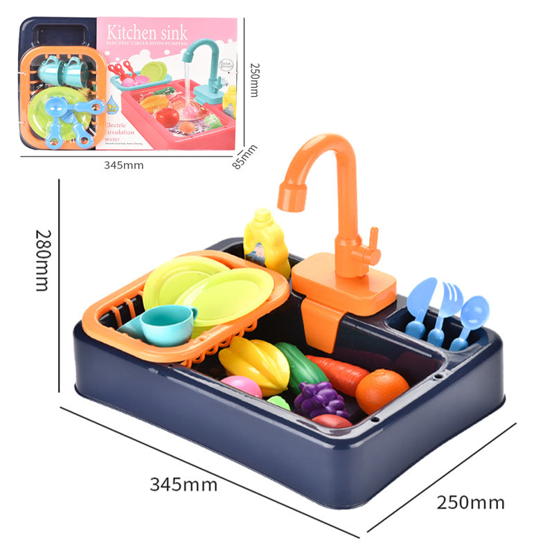 Electric Dishwasher Children's Kitchen Splashing Spray Dishwashing Table Simulation Circulating Water Play House Toy