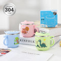 304 Stainless Steel Children's Water Cup Cartoon Creative Double Layer Insulation Anti-scalding with Lid and Handle Kindergarten Mouth Cup