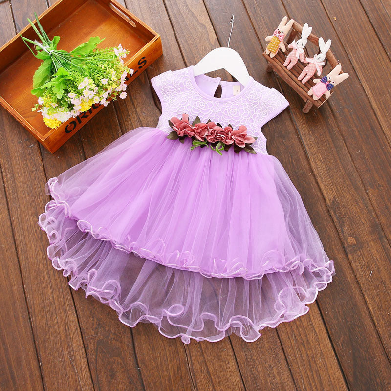 Girls' Skirt Cotton Skirt Solid Color Four Flower Dress