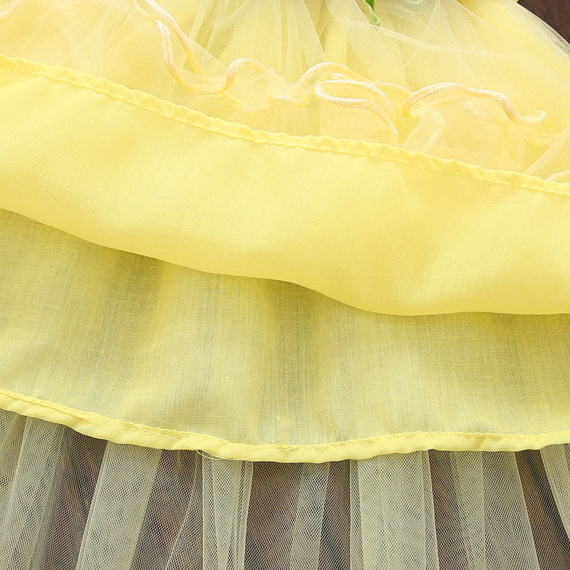 Girls' Skirt Cotton Skirt Solid Color Four Flower Dress