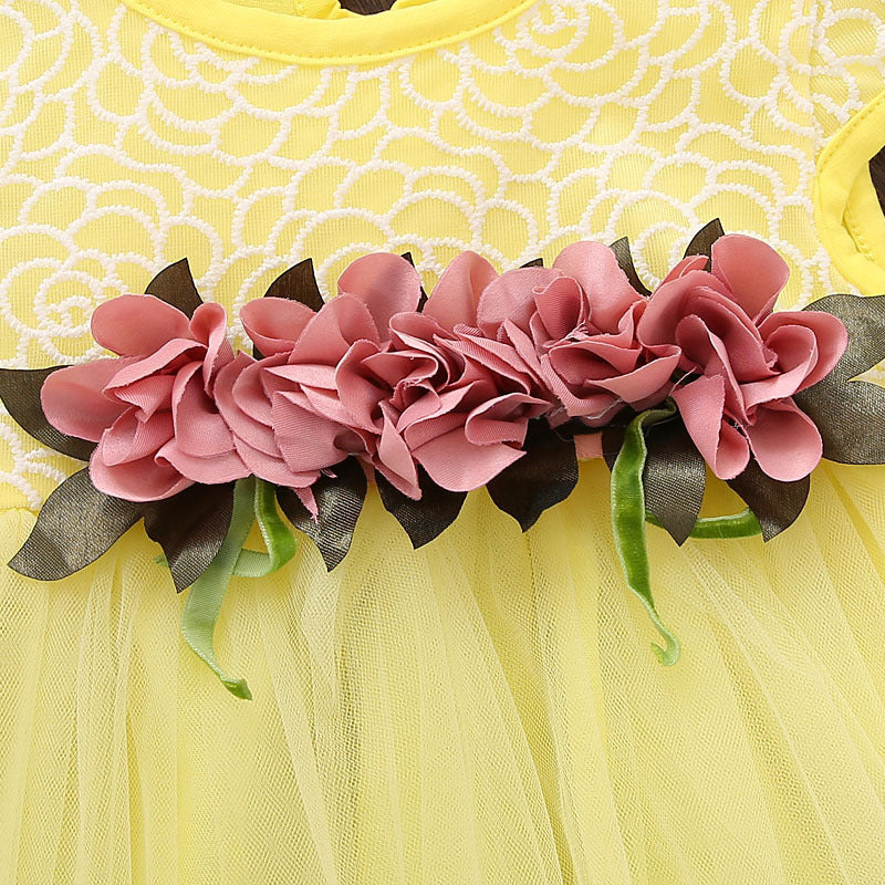 Girls' Skirt Cotton Skirt Solid Color Four Flower Dress