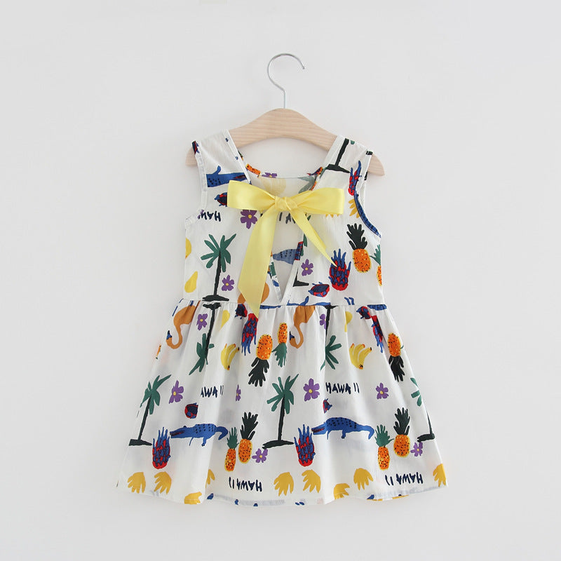 Girls Cotton Sleeveless Cartoon Animal Vest Dress