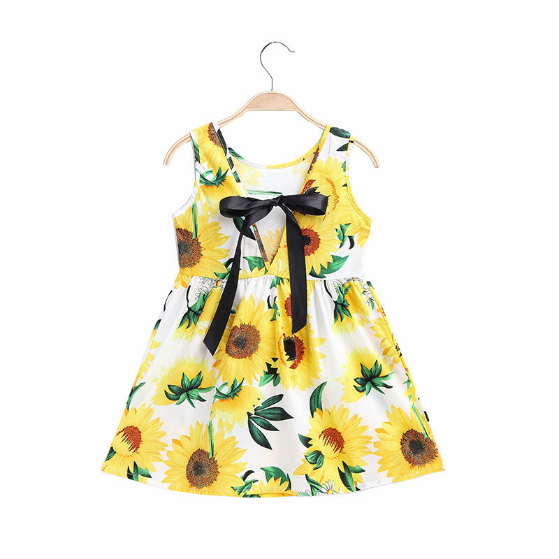 Girls Cotton Sleeveless Cartoon Animal Vest Dress