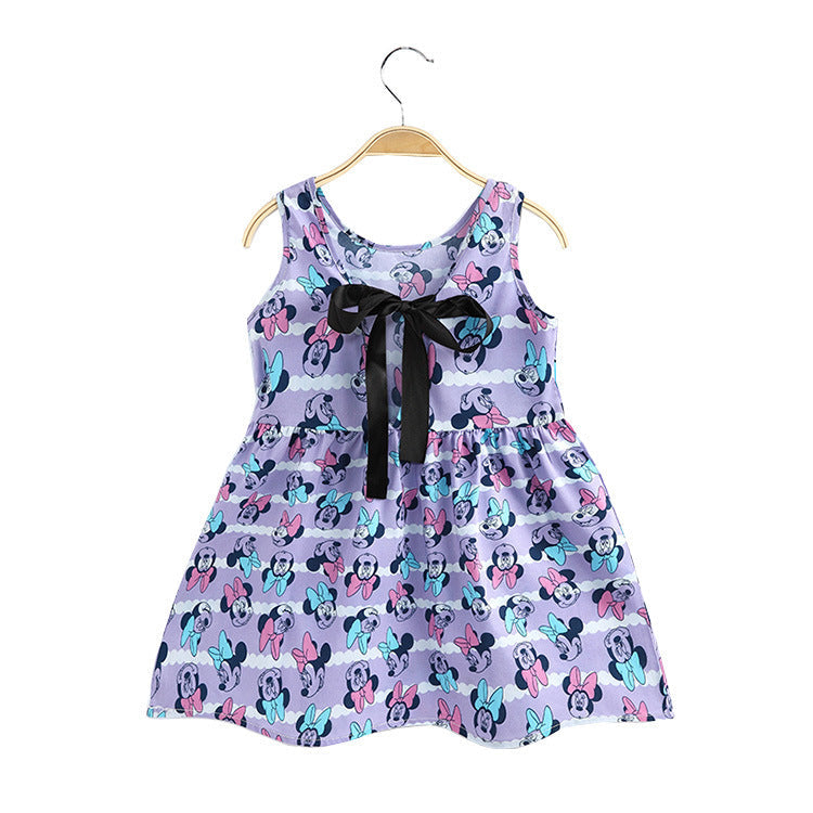 Girls Cotton Sleeveless Cartoon Animal Vest Dress