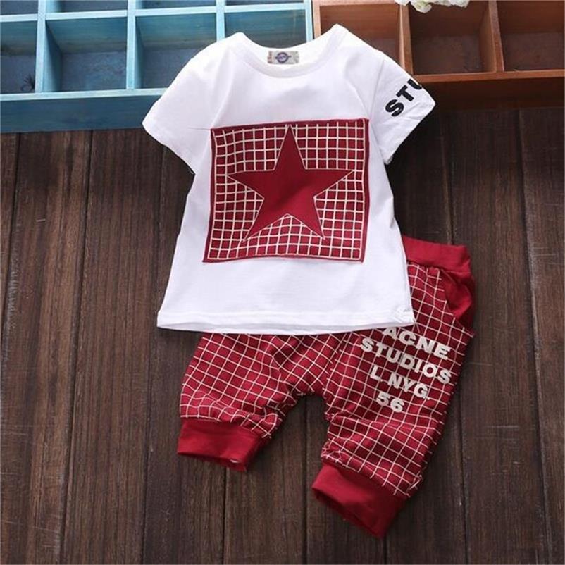 Summer New Style Baby Children'S Short-Sleeved Two-Piece Suit For Boys And Girls Five-Pointed Star