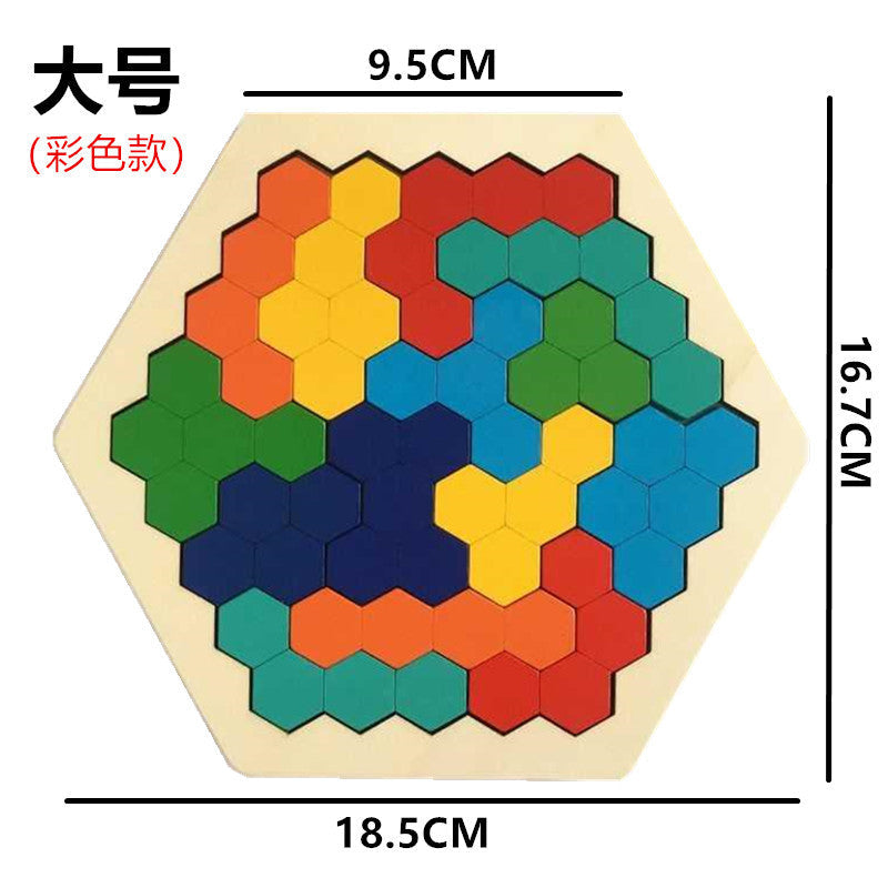Wooden changeable honeycomb puzzle boys and girls color puzzle kindergarten early education baby children's educational toys wholesale