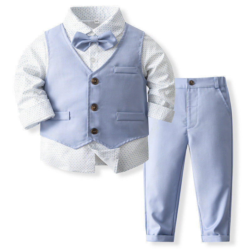 Boy's Waistcoat Suit Spring And Autumn Flower Girl Wedding Clothes Suit