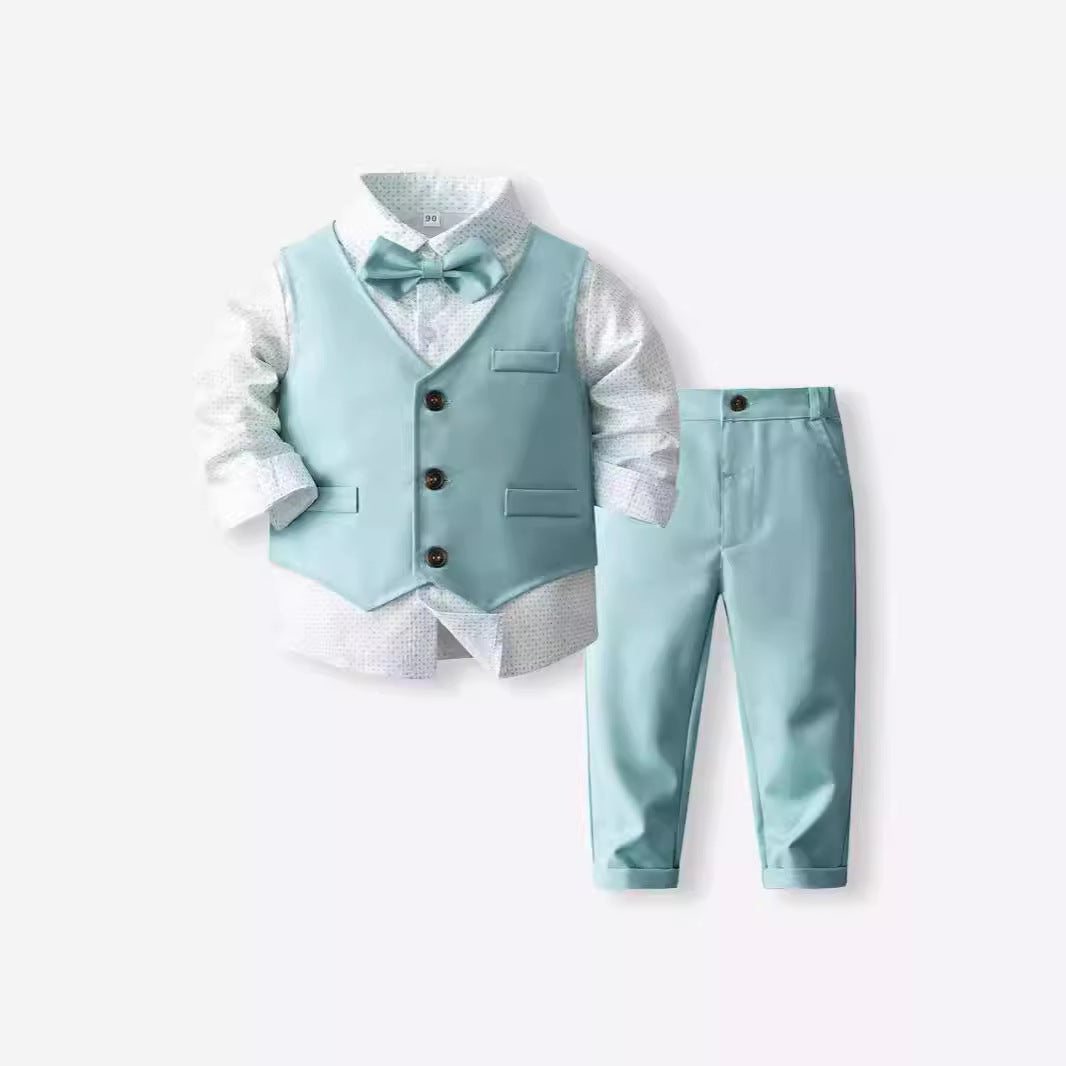 Boy's Waistcoat Suit Spring And Autumn Flower Girl Wedding Clothes Suit