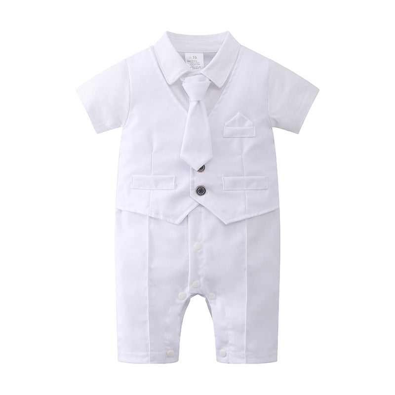 British Romper Baptism Dress Boys Baby Summer Bodysuit Baby Jumpsuit