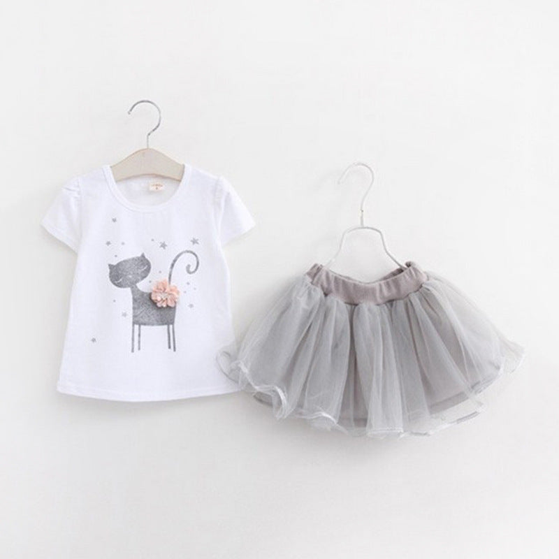 New Girls Clothes Two-piece Dress Solid Color
