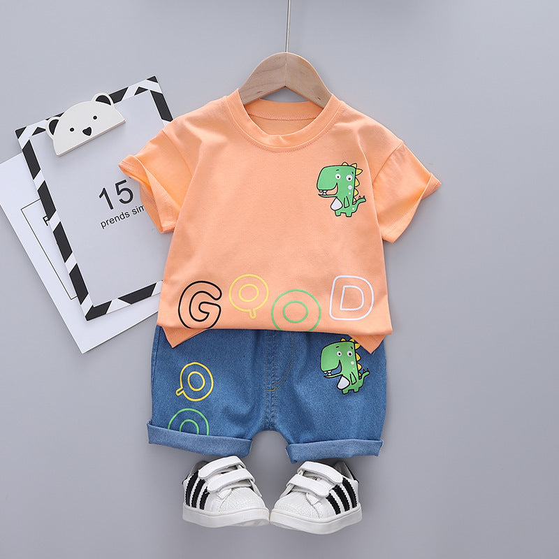Boys' Short-sleeved Cartoon Casual Suit