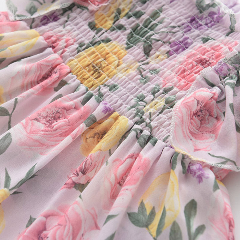 Girls Fly Sleeve Floral Dress Summer