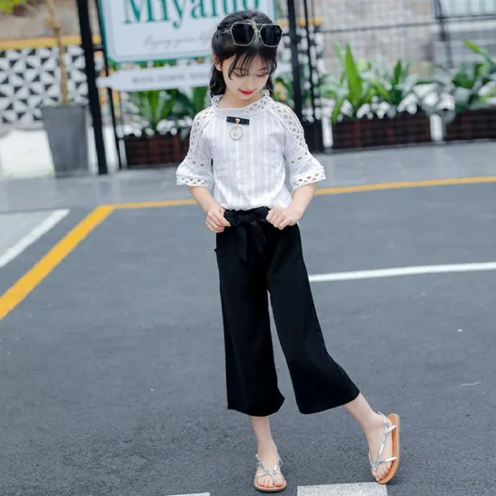 Angugu Girls Summer Suit  New Children's Clothes Foreign Style