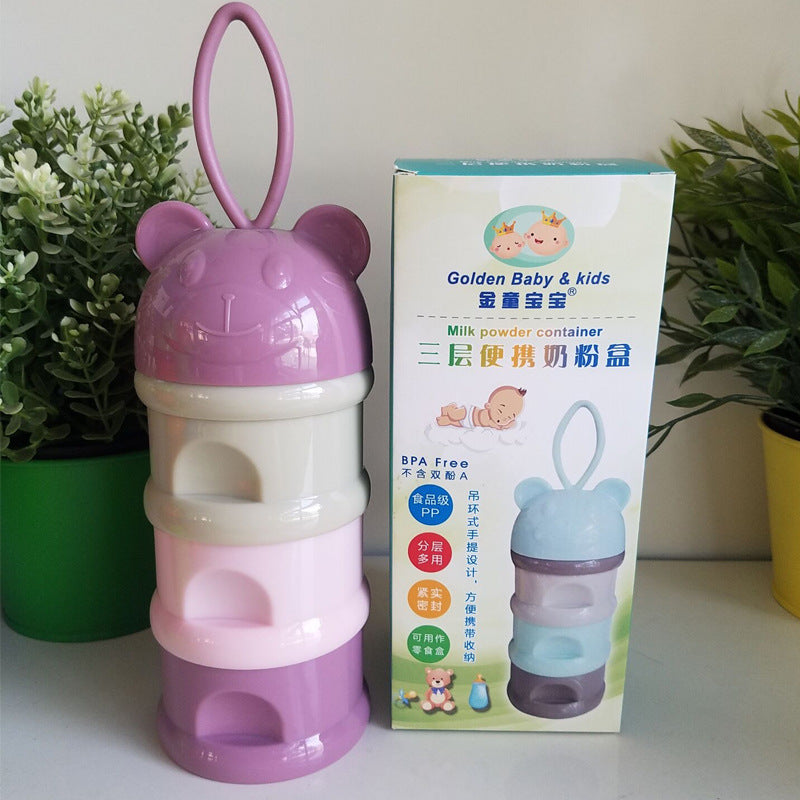 Color milk powder box independent layered milk powder grid outer layer convenient carrying milk powder box lanyard three-layer milk powder box