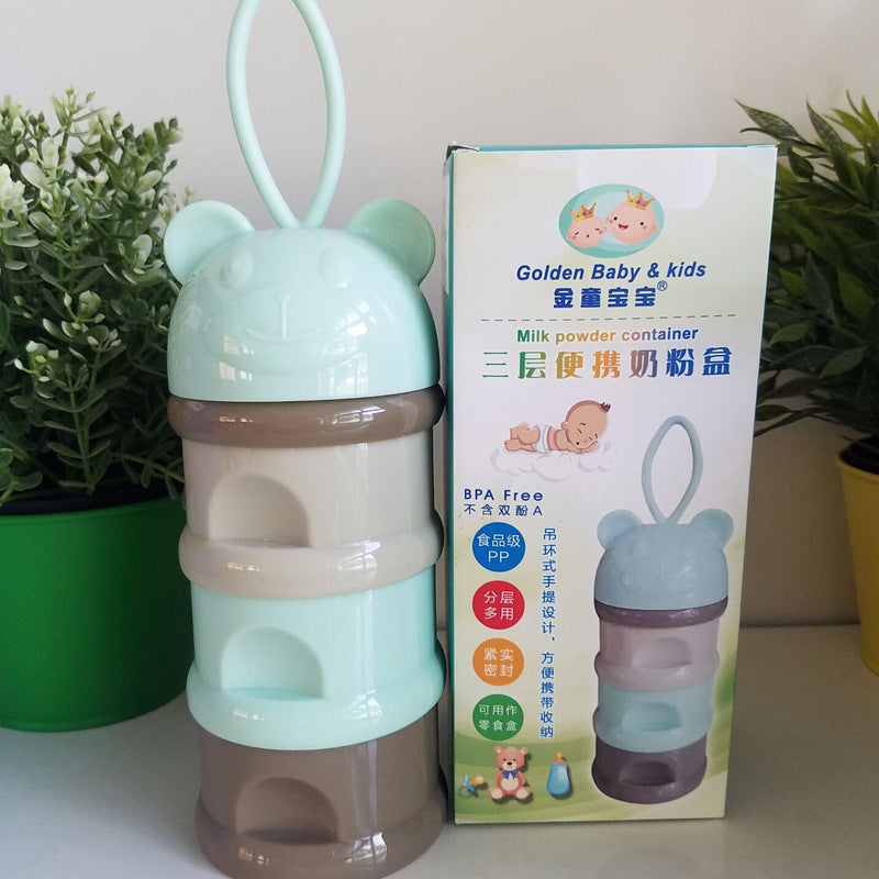 Color milk powder box independent layered milk powder grid outer layer convenient carrying milk powder box lanyard three-layer milk powder box