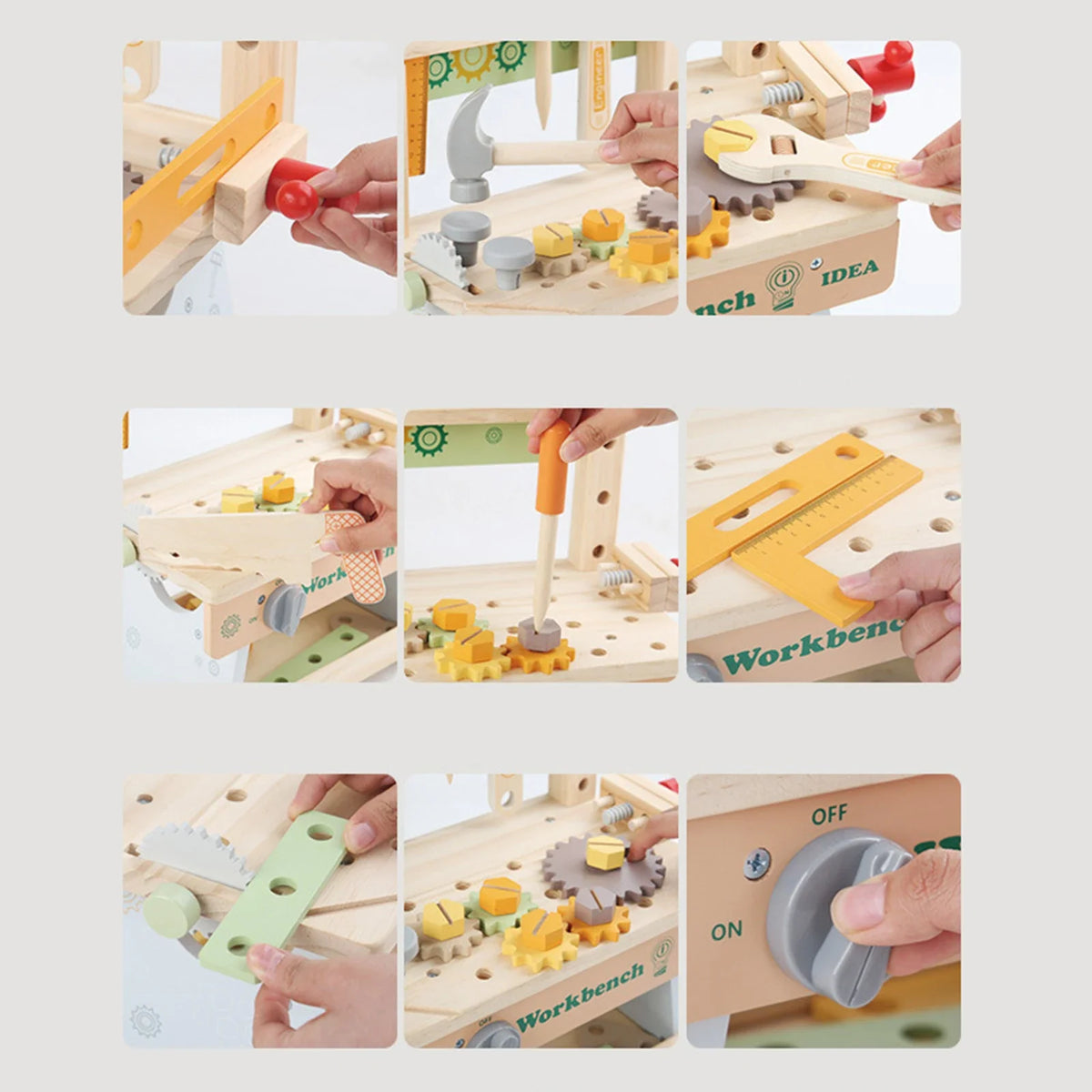 Wooden Tool Bench Simulation DIY Multifunctional Children Repair Play Tool Set for Kids 3 4 5 Year Old Girls Boys Children Gifts