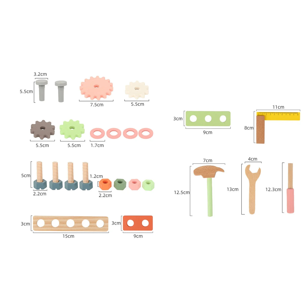Wooden Tool Bench Simulation DIY Multifunctional Children Repair Play Tool Set for Kids 3 4 5 Year Old Girls Boys Children Gifts