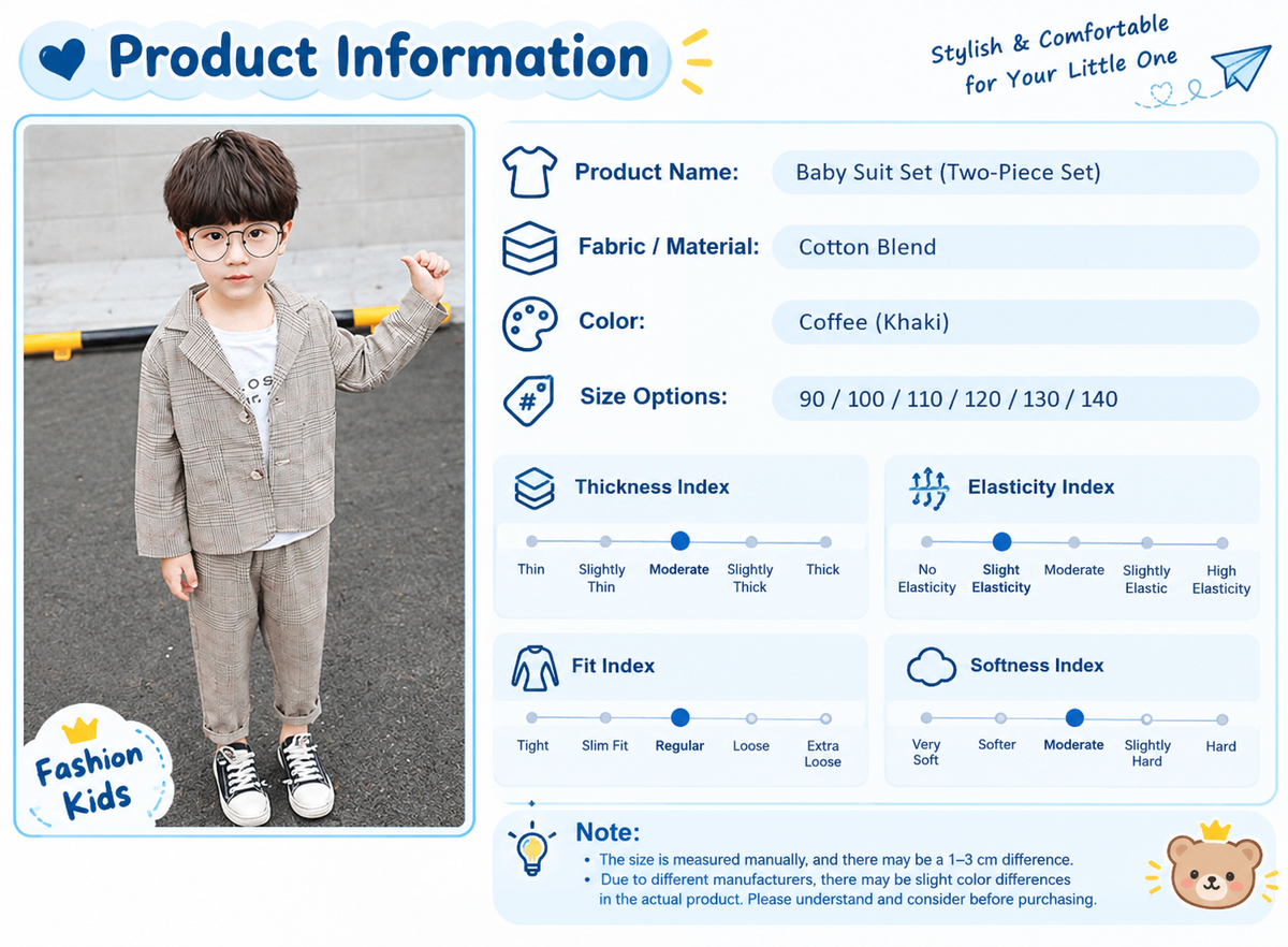 New Children's Clothing Boys' Two-Piece Suit 2026 Spring Fashion Plaid Suit Set for Kids Trendy Outfit
