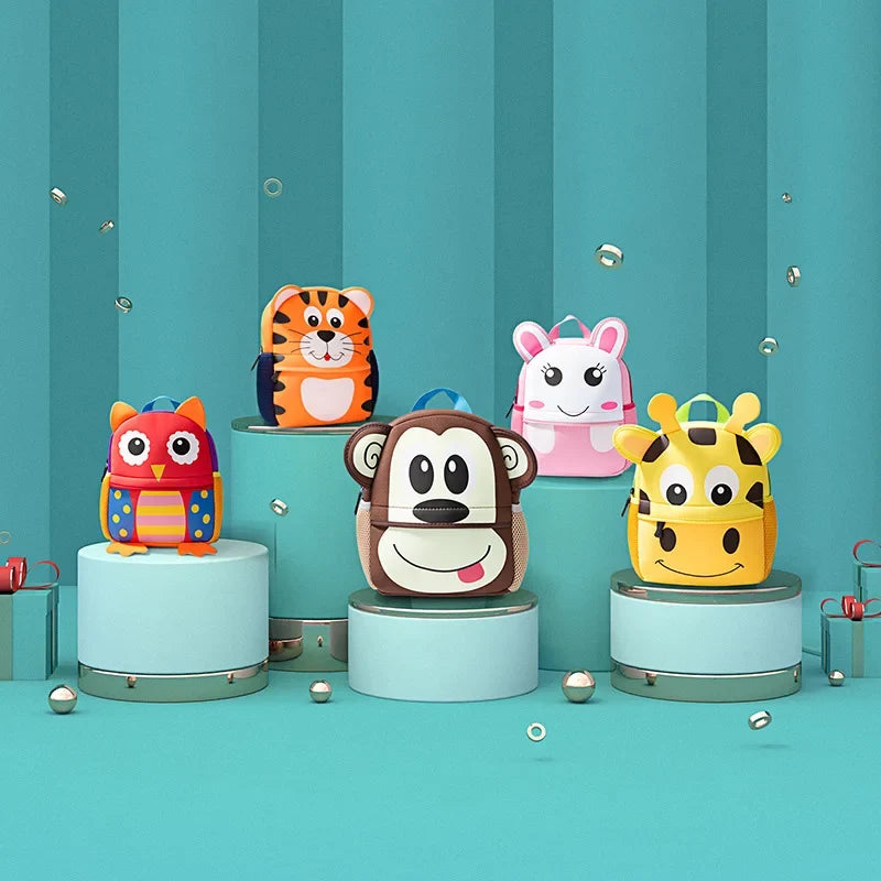 2023 Hot Children Backpacks 3D Giraffe Design Girl Boys School Bags Toddler Kids Neoprene Schoolbag Kindergarten Cartoon