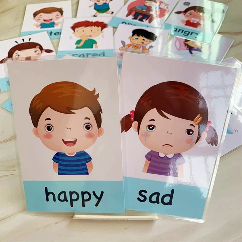 12PCS/Set Montessori Baby Learning Card Cartoon English Flash Cards for Children Kids Funny Memory Exercise Game Educational Toy