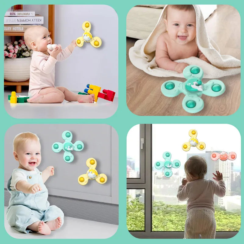 Montessori Baby Bath Toys Boy Children Bathing Sucker Spinner Suction Cup Toy For Kids Funny Child Rattles Teether Toddler Gifts