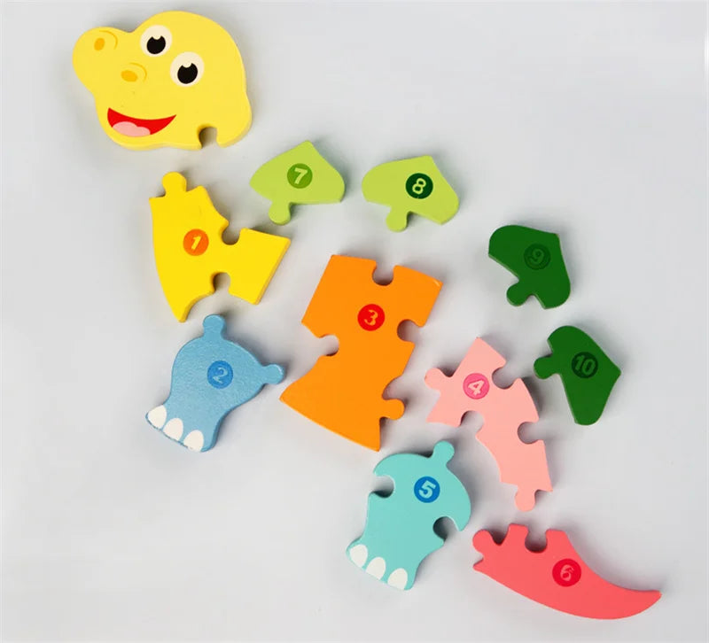 Baby Toys Wooden Puzzle Cute Animals Shape Matching 3D Puzzle Board Game Wooden Montessori Toys For Children Gifts