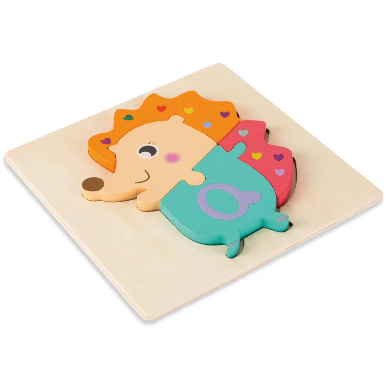 High Quality Baby 3D Wooden Puzzle Educational Toys Early Learning Cognition Kids Cartoon Grasp Intelligence Puzzle