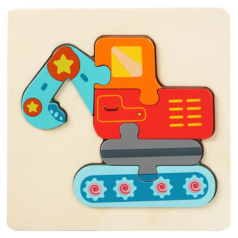 Baby Wooden Toys 3D Puzzle Cartoon Animal Intelligence Cognitive Jigsaw Wood Puzzle Early Educational Toys For Kids Gifts