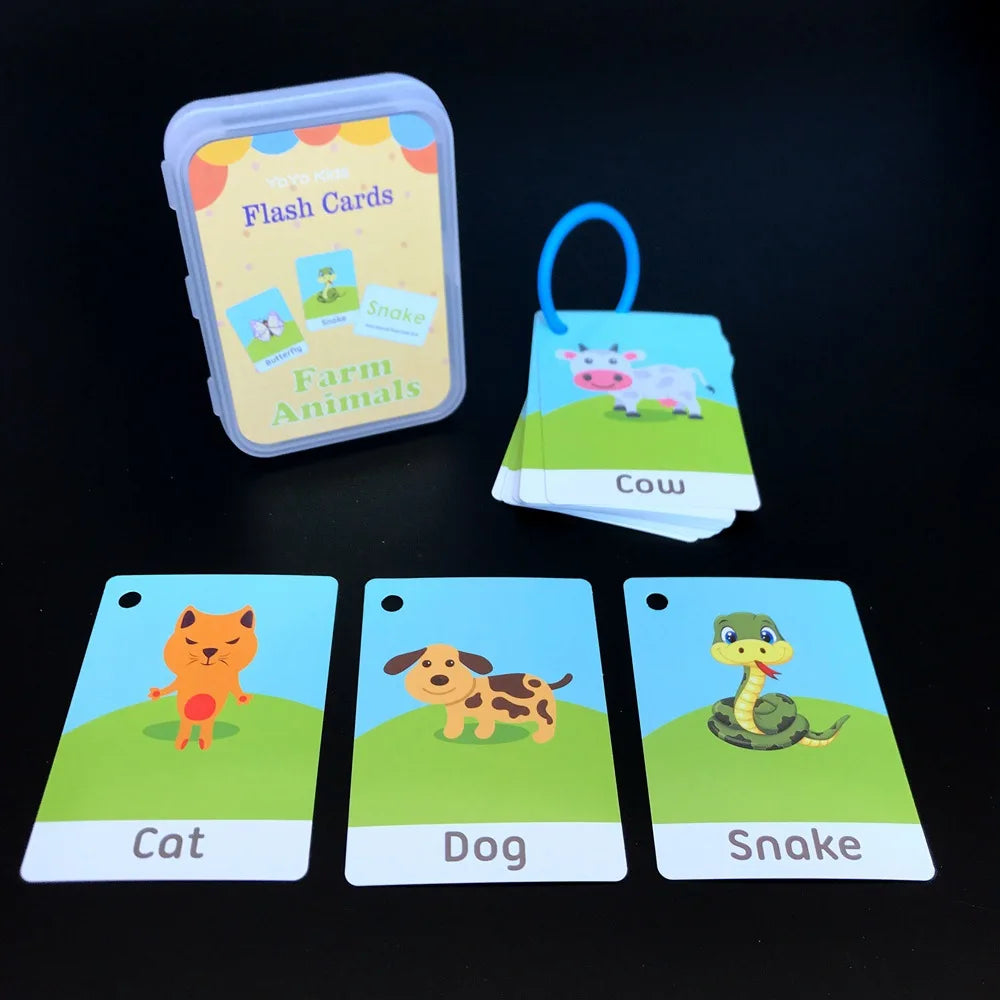 Kids Montessori Baby Learn English Word Card Flashcards Cognitive Educational Toys Picture Memorise Games Gifts for Children 29