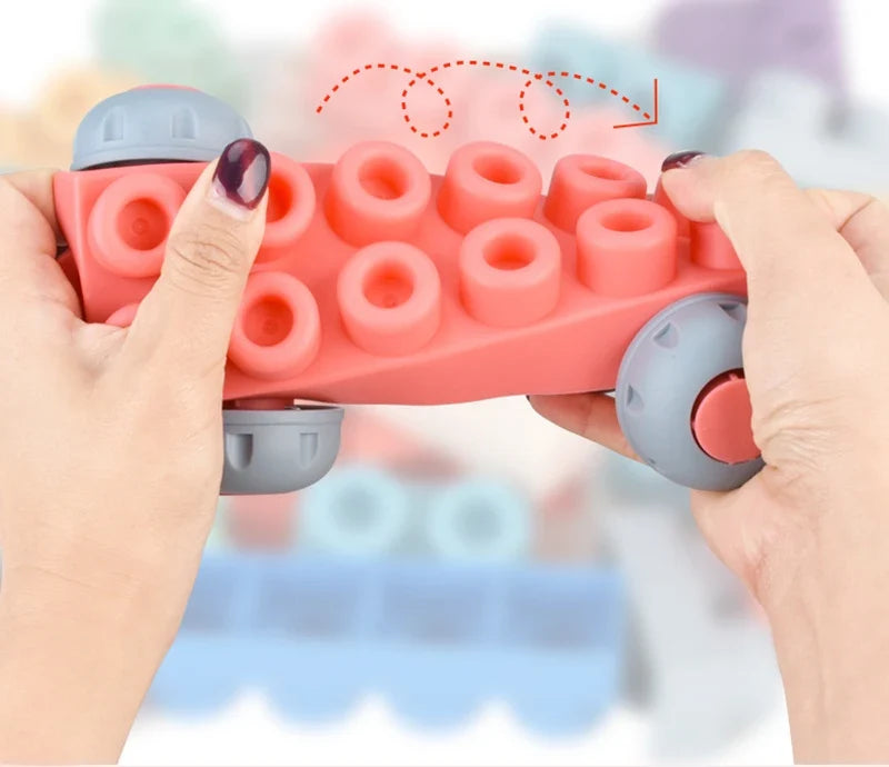 Baby Rubber Big Size Particle Bricks Toys DIY Building Blocks Big Brick Early Educational Large Soft Bricks Toy Bath For Toddler
