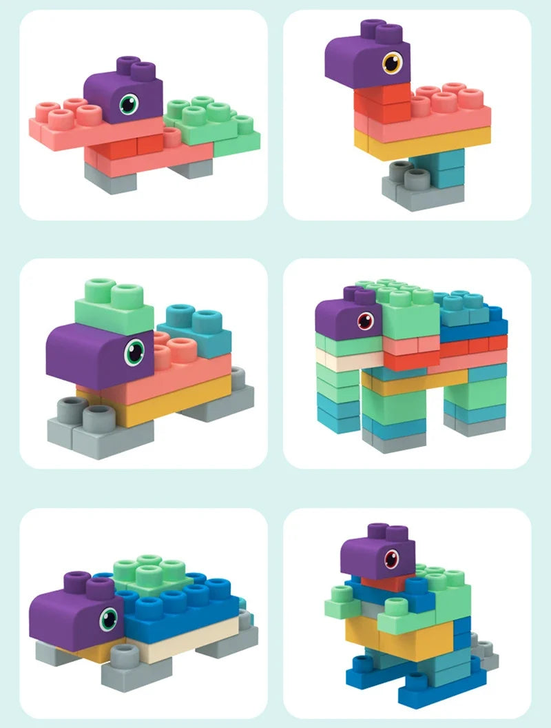 Baby Rubber Big Size Particle Bricks Toys DIY Building Blocks Big Brick Early Educational Large Soft Bricks Toy Bath For Toddler