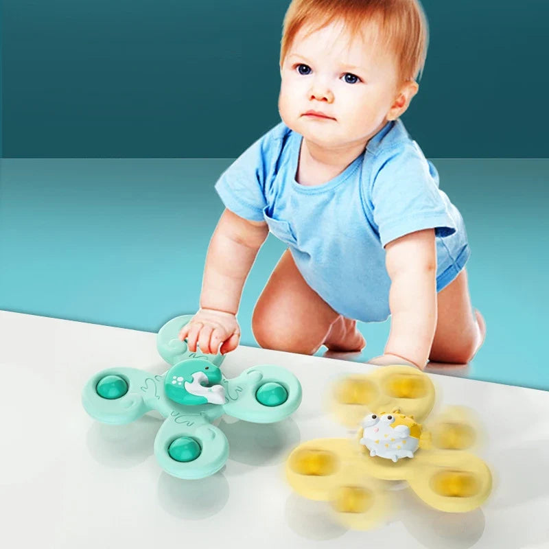 Montessori Baby Bath Toys Boy Children Bathing Sucker Spinner Suction Cup Toy For Kids Funny Child Rattles Teether Toddler Gifts