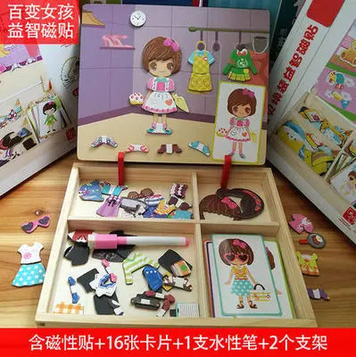 Early Education Magnetic Puzzle Cognitive Pairing Beneficial Intelligence Magnetic Paste Face Features Wooden Toys
