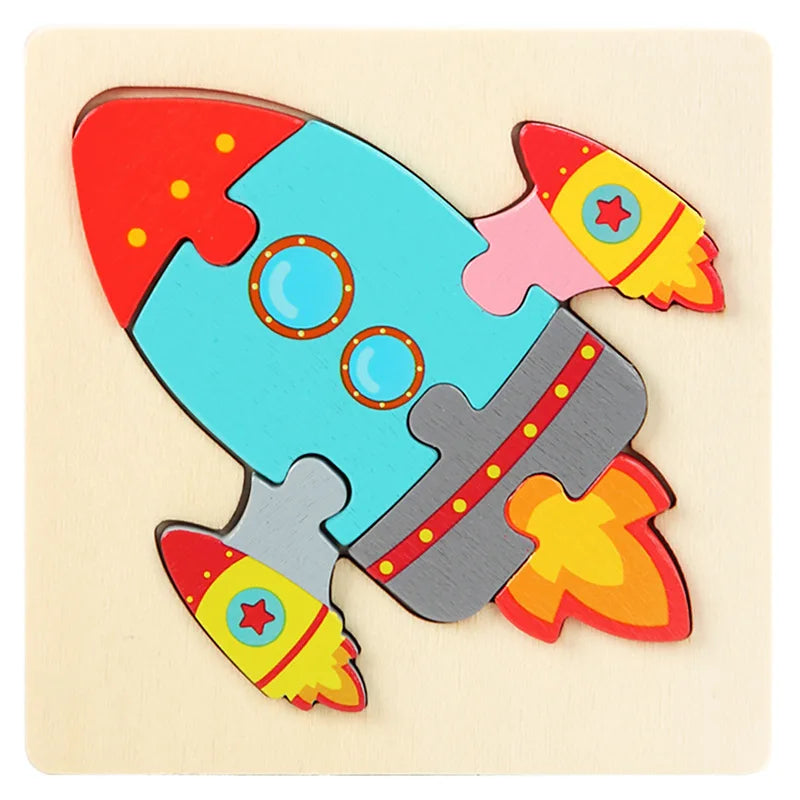 Baby Wooden Toys 3D Puzzle Cartoon Animal Intelligence Cognitive Jigsaw Wood Puzzle Early Educational Toys For Kids Gifts