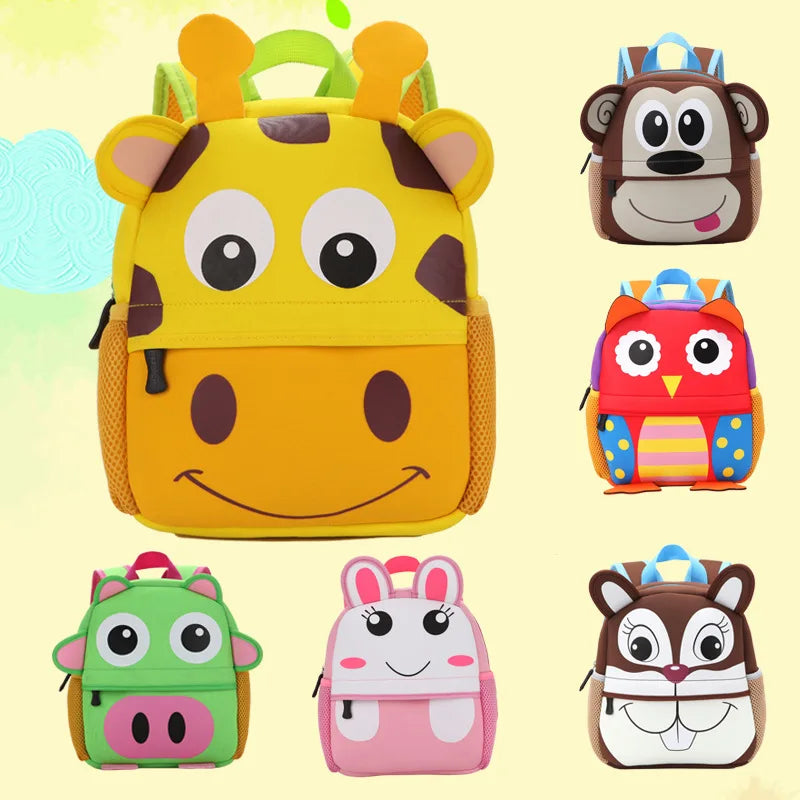 2023 Hot Children Backpacks 3D Giraffe Design Girl Boys School Bags Toddler Kids Neoprene Schoolbag Kindergarten Cartoon