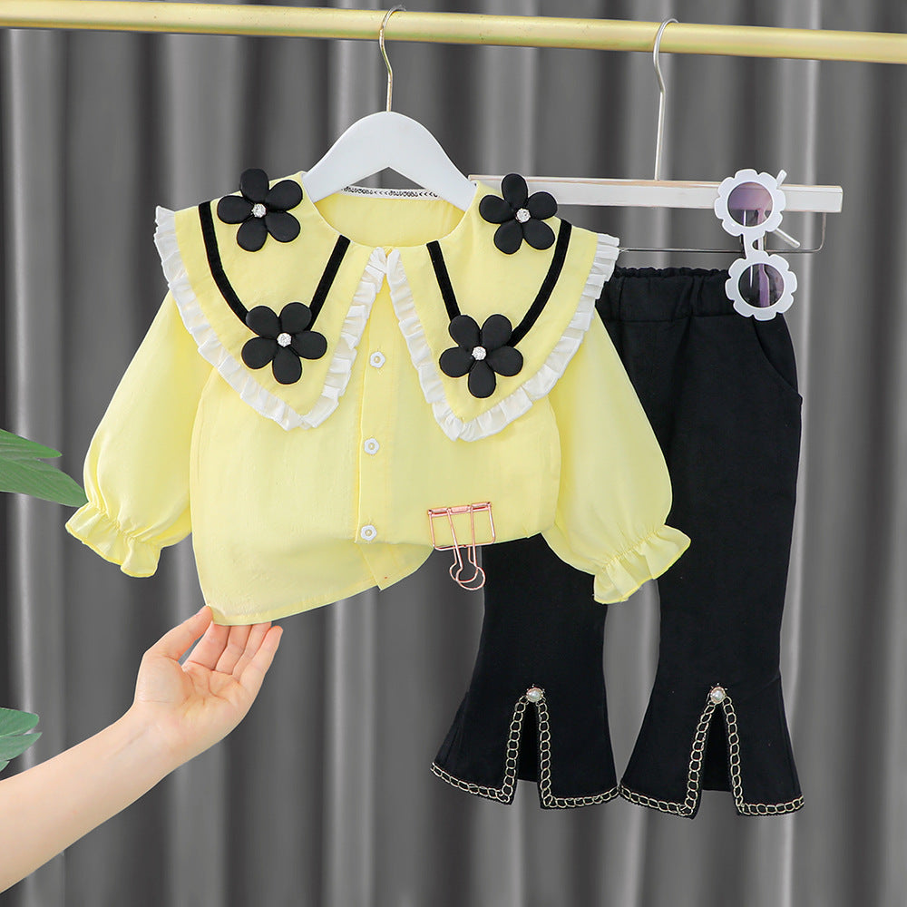 Girls' Autumn Clothes Set New Children's Baby Fashion Flower Clothes Children's Clothes 1 to 4 Years Old Baby Girl Dropshipping