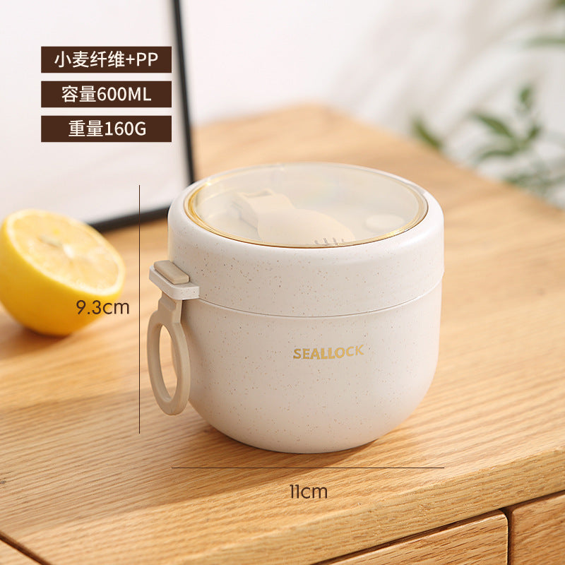 304 Stainless Steel Large-Capacity Insulated Portable Milk Cup for Office Workers with Lid and Spoon, Breakfast Cup, Oatmeal Cup, Lunch Box